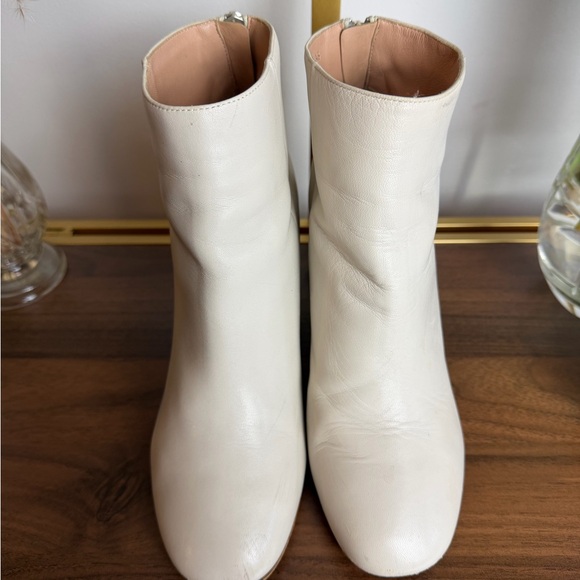 Acne Studios Off-White Leather Ankle Boots Sculptural Metallic Heel - Picture 7 of 15